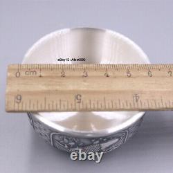 Real 999 Fine Silver Chinese Tea Cup 1.30inch H Fish Pattern Insulated Cup