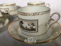 Richard Ginori Fiesole Set/ 4 Teacups & Saucers