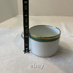 Richard Ginori PALERMO Green Coffee Tea Cup & Saucer Set Gold Rim Set of 6