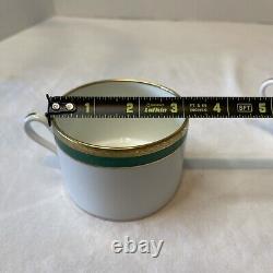 Richard Ginori PALERMO Green Coffee Tea Cup & Saucer Set Gold Rim Set of 6