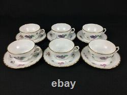 Richard Ginori Perugia SIX (6) Cups and Saucers Fruits Gold Rim