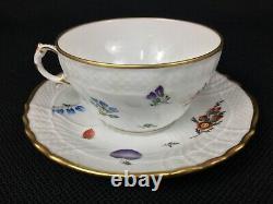 Richard Ginori Perugia SIX (6) Cups and Saucers Fruits Gold Rim