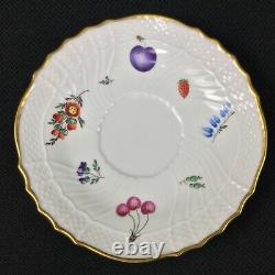 Richard Ginori Perugia SIX (6) Cups and Saucers Fruits Gold Rim