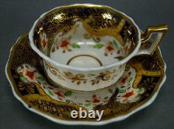 Ridgway 2/1015 Orange Floral Cobalt & Gold Tea Cup & Saucer Circa 1825 A