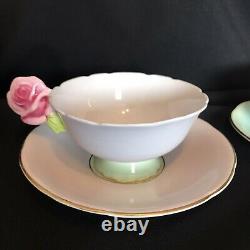 Rose Handle Lavender & Butterfly Green Paragon Tea Cups Display only