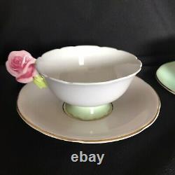 Rose Handle Lavender & Butterfly Green Paragon Tea Cups Display only