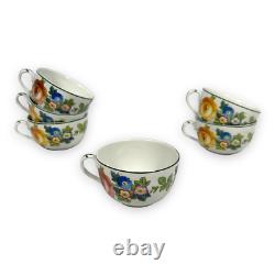 Rowland Marsellus Staffordshire Floral 6 Tea Cup Lot RD649228 Antique White Rare