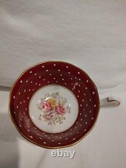 Royal Albert Crown China Rare 1930s Teacup & Saucer Red White Dots Floral