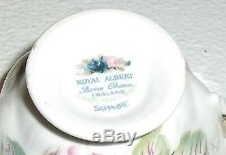 Royal Albert Cup And Saucer SUMMER BOUNTY SERIES Sapphire Vtg Heavy Gold