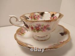 Royal Albert Eng China Gorgeous Tea Cup&saucer Heavy Gold Gilt Butterflies