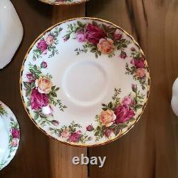 Royal Albert Old Country Rose tea set pot 4 cups saucers creamer sugar bowl tray