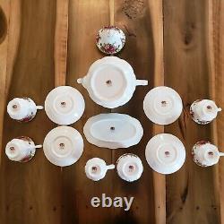 Royal Albert Old Country Rose tea set pot 4 cups saucers creamer sugar bowl tray