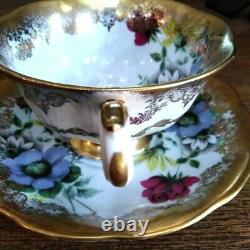 Royal Albert Portrait Series with Blue Red Yellow Flowers Tea Cup and Saucer