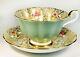 Royal Albert Princess Series Chintz Tea Cup & Saucer With Rose, Pansies Pale Green