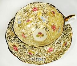 Royal Albert Princess Series Chintz Tea Cup & Saucer with Rose, Pansies Pale Green