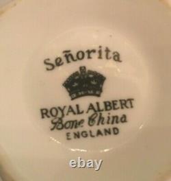 Royal Albert Senorita Black Lace Footed Cup And Saucer Set Bone China England