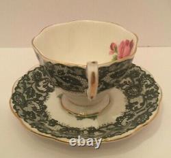 Royal Albert Senorita Black Lace Footed Cup And Saucer Set Bone China England