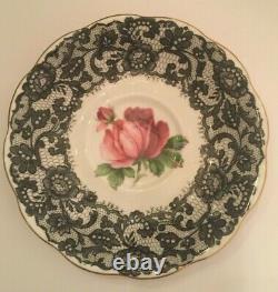 Royal Albert Senorita Black Lace Footed Cup And Saucer Set Bone China England