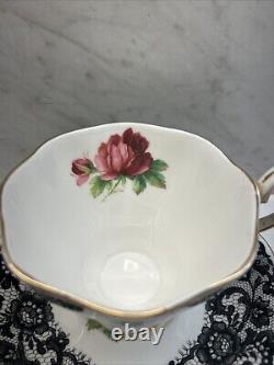 Royal Albert Tea Cup Seniorita Tea Cup & Saucer Black Lace/Rose Preowned