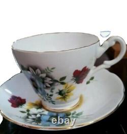 Royal Ascot Teacup SOCIETY Rose Genuine Bone China England Tea Cup Saucer Set