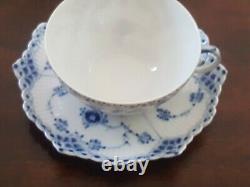 Royal Copenhagen #1130 Blue Fluted Full Lace One Tea Cup and One 6 inch Saucer