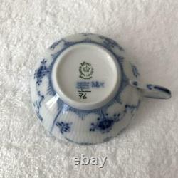 Royal Copenhagen Blue Fluted Tea Cup & Saucer Double Set Antique 1980s Used