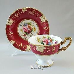 Royal Crown Derby VINE Hand Painted Tea Cup Saucer Artist Signed Flowers England