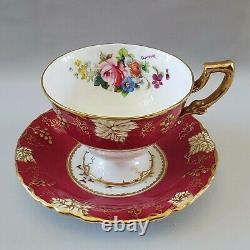 Royal Crown Derby VINE Hand Painted Tea Cup Saucer Artist Signed Flowers England