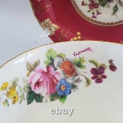Royal Crown Derby VINE Hand Painted Tea Cup Saucer Artist Signed Flowers England