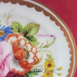 Royal Crown Derby VINE Hand Painted Tea Cup Saucer Artist Signed Flowers England