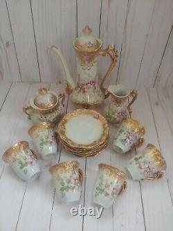 Royal Crown Hand Painted 15 pc Vintage Gilded Tea Set A COLLECTOR'S DREAM