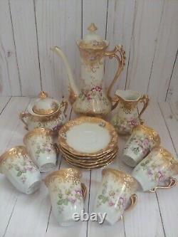 Royal Crown Hand Painted 15 pc Vintage Gilded Tea Set A COLLECTOR'S DREAM