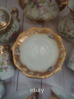 Royal Crown Hand Painted 15 pc Vintage Gilded Tea Set A COLLECTOR'S DREAM