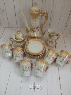 Royal Crown Hand Painted 15 pc Vintage Gilded Tea Set A COLLECTOR'S DREAM