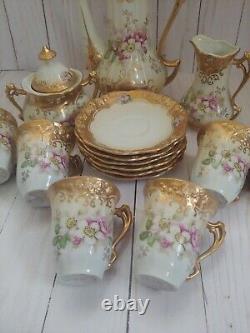 Royal Crown Hand Painted 15 pc Vintage Gilded Tea Set A COLLECTOR'S DREAM