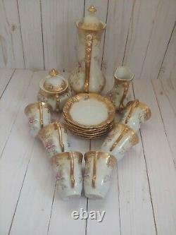 Royal Crown Hand Painted 15 pc Vintage Gilded Tea Set A COLLECTOR'S DREAM