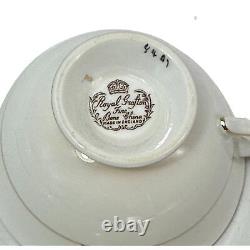 Royal Graffton Teacup & Saucer Cabbage Rose pattern Lot 2 Teal and Browns MCM