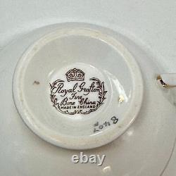 Royal Graffton Teacup & Saucer Cabbage Rose pattern Lot 2 Teal and Browns MCM