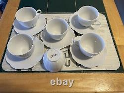Royal Limoges Authentic France Porcelain Nymphea White Tea Cups and Saucers
