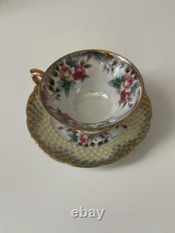 Royal Sealy Vintage China Tea Cup and Saucer Set Japan Hand painted Fruit Flower