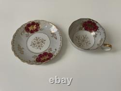 Royal Sealy Vintage China Tea Cup and Saucer Set Japan Hand painted Fruit Flower