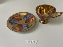 Royal Sealy Vintage China Tea Cup and Saucer Set Japan Hand painted Fruit Flower
