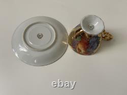 Royal Sealy Vintage China Tea Cup and Saucer Set Japan Hand painted Fruit Flower