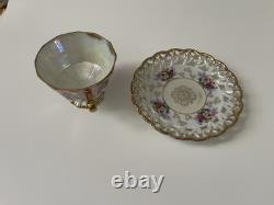 Royal Sealy Vintage China Tea Cup and Saucer Set Japan Hand painted Fruit Flower