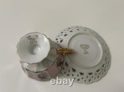 Royal Sealy Vintage China Tea Cup and Saucer Set Japan Hand painted Fruit Flower