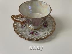 Royal Sealy Vintage China Tea Cup and Saucer Set Japan Hand painted Fruit Flower