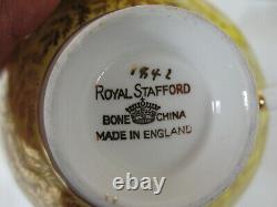 Royal Stafford 6 Teacups & Saucers Pattern 1842 Chintz Gold Leaves & Roses