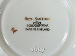 Royal Stafford 6 Teacups & Saucers Pattern 1842 Chintz Gold Leaves & Roses