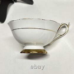 Royal Stafford Cup Saucer Teacup Grean White Flowers Gold England