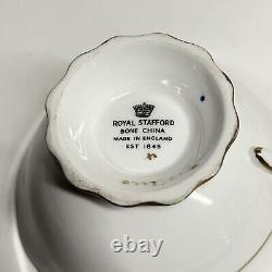 Royal Stafford Cup Saucer Teacup Grean White Flowers Gold England